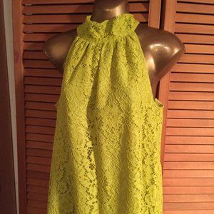 J. Crew Sleeveless Chartreuse Lace Top Women's XS